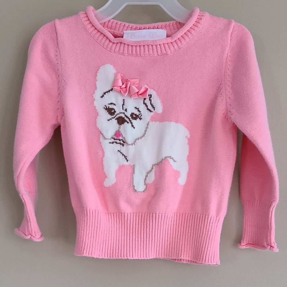 Pink Frenchie puppy pullover lightweight sweater
